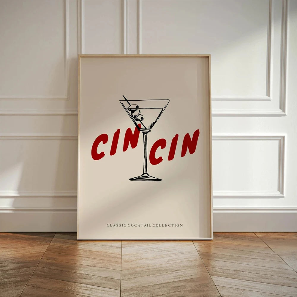 Cin Cin Cheers Cocktail Canvas Art