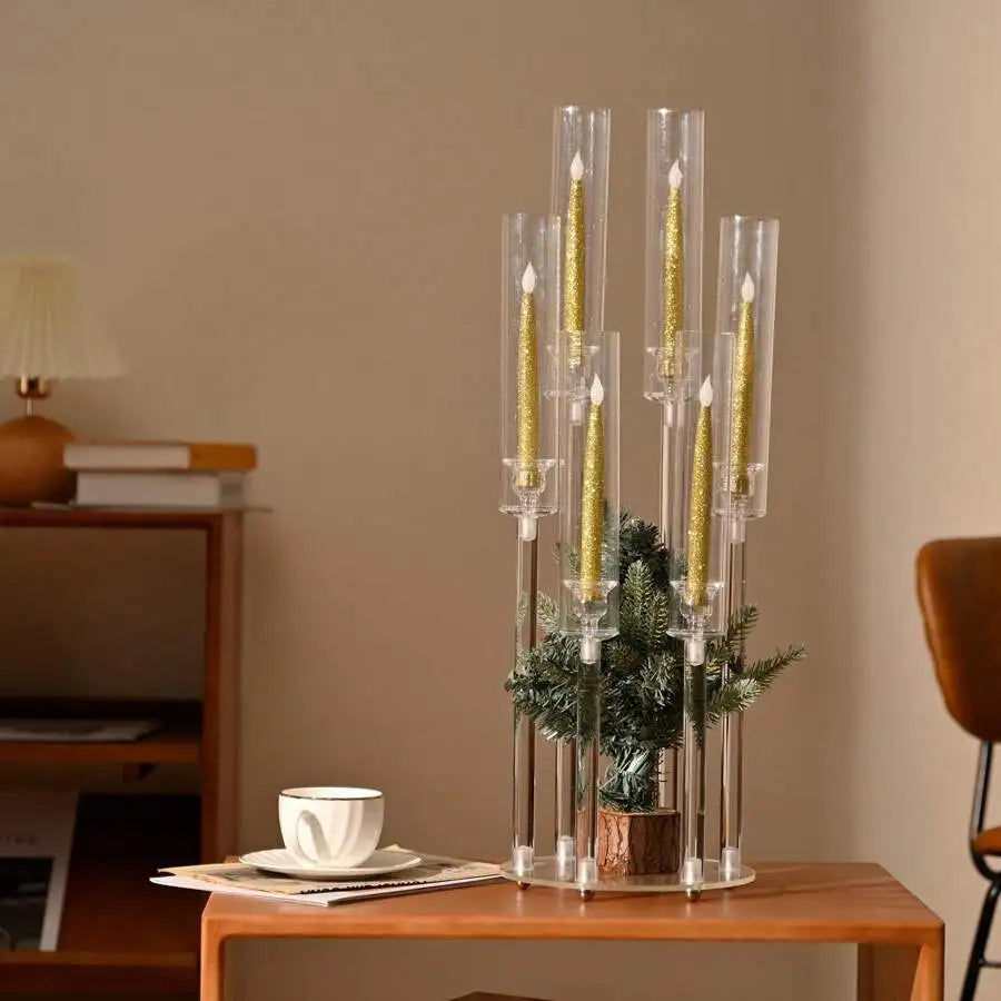 Clear Acrylic 6-Arm Candle Holder