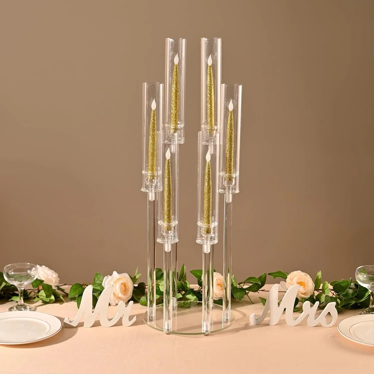 Clear Acrylic 6-Arm Candle Holder