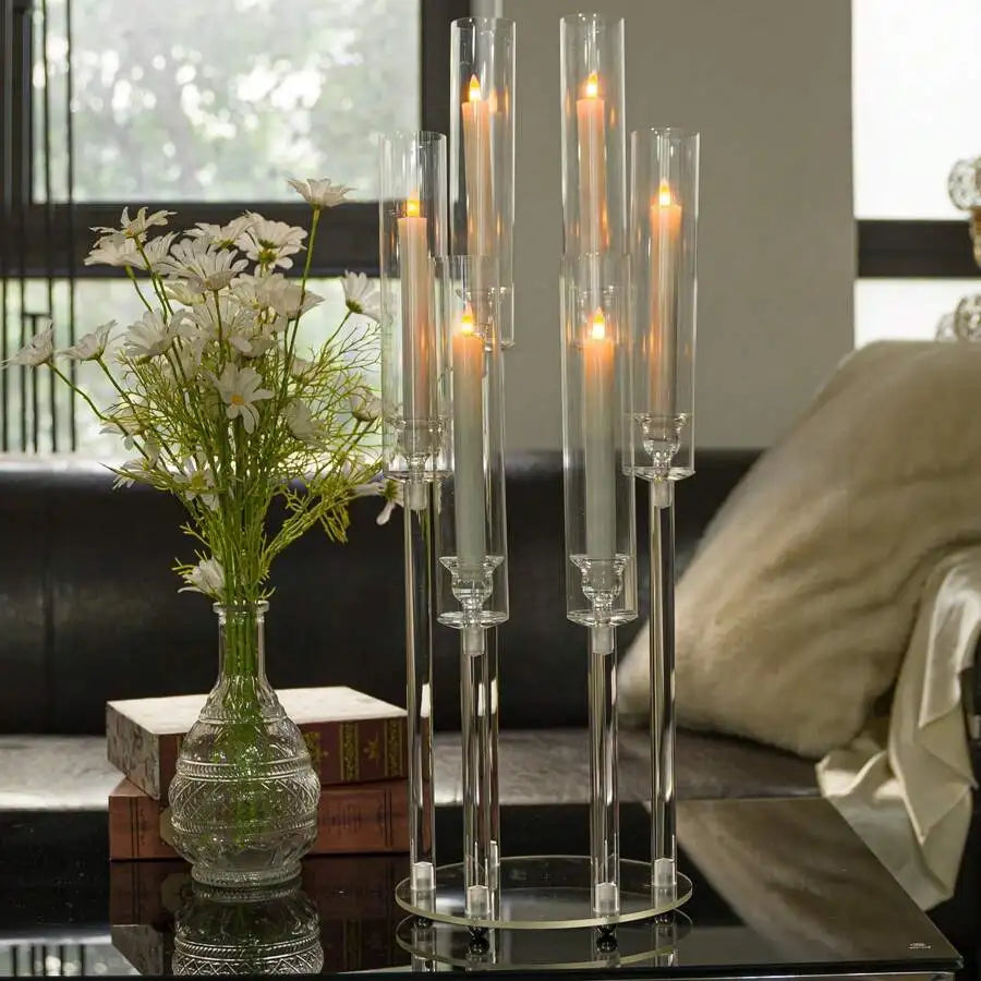 Clear Acrylic 6-Arm Candle Holder