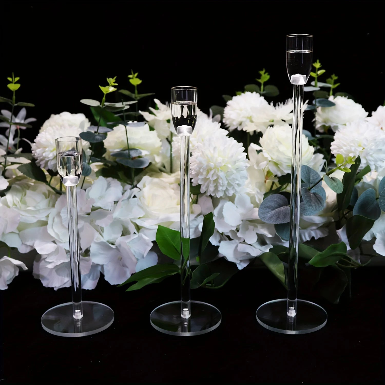 Clear Acrylic Candlestick Set - 3pcs