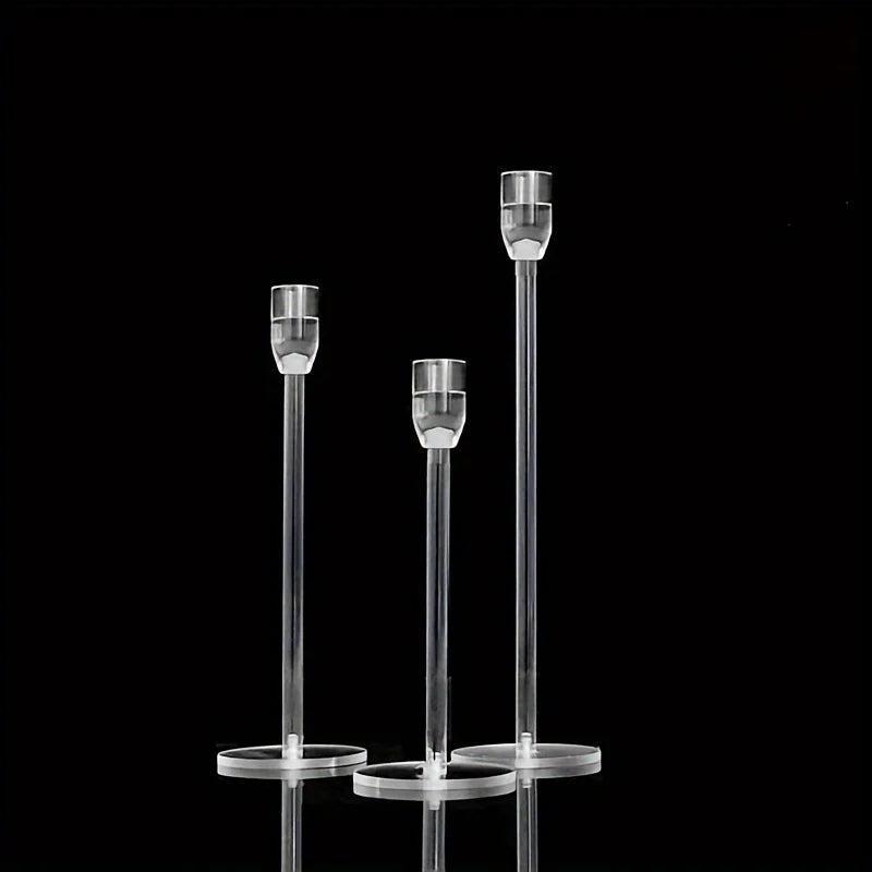 Clear Acrylic Candlestick Set - 3pcs