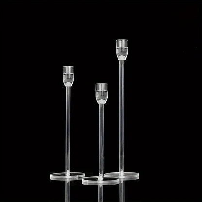 Clear Acrylic Candlestick Set - 3pcs