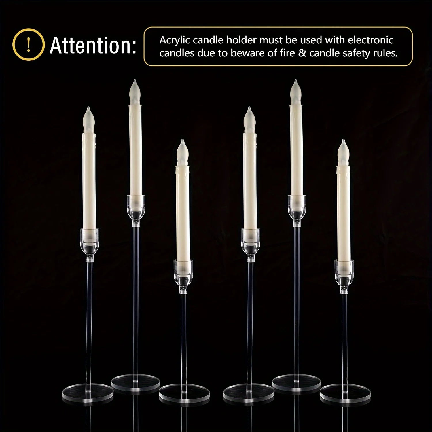 Clear Acrylic Candlestick Set - 3pcs