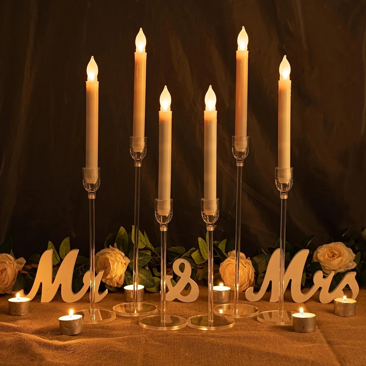 Clear Acrylic Candlestick Set - 3pcs