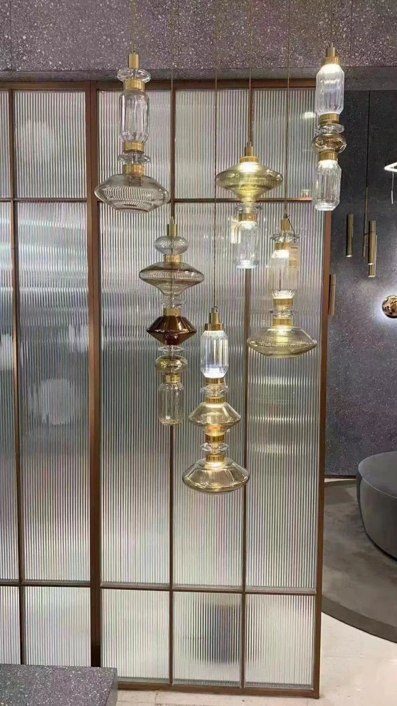 Clear Amber Glass LED Pendant Lamp