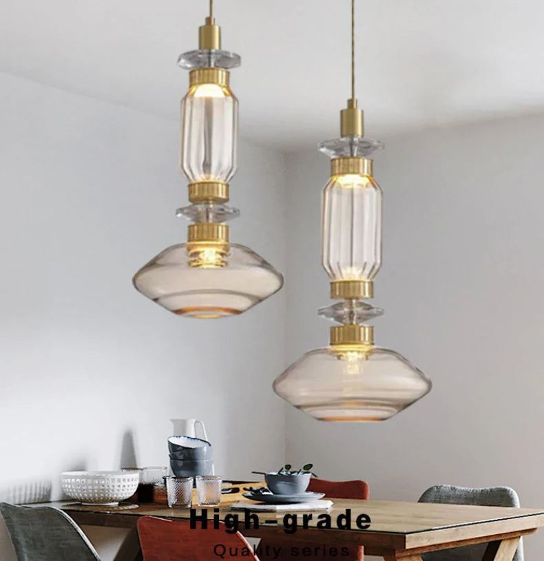 Clear Amber Glass LED Pendant Lamp