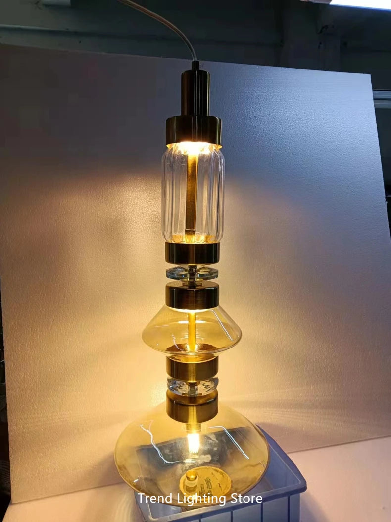 Clear Amber Glass LED Pendant Lamp