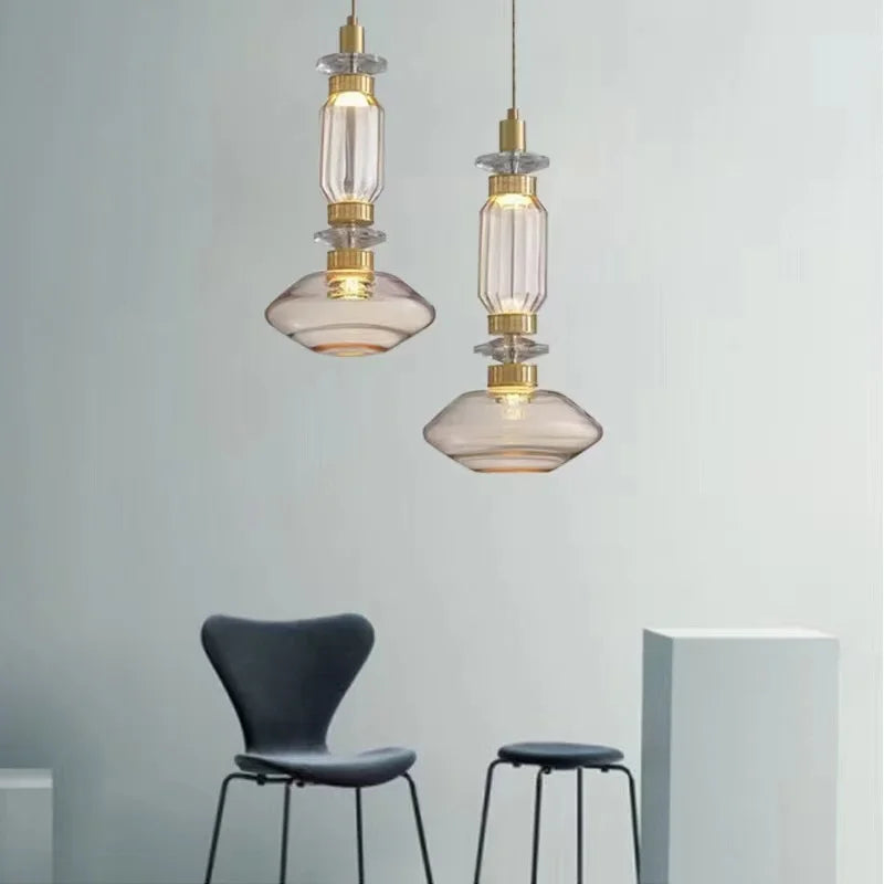 Clear Amber Glass LED Pendant Lamp