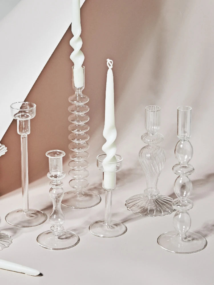 Clear Glass Nordic Candleholder Decor