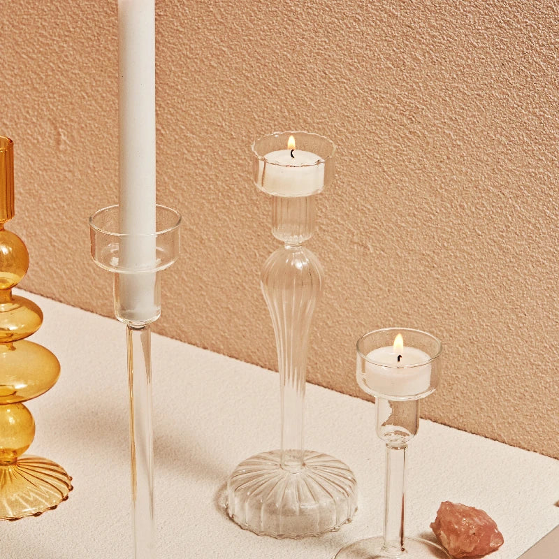 Clear Glass Nordic Candleholder Decor