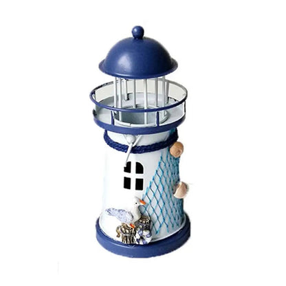 Coastal Blue Iron Lighthouse Candle Holder