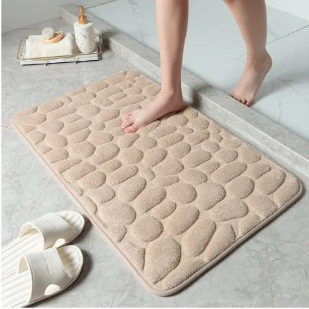 Cobblestone Bath Mat, Non-Slip Memory Foam