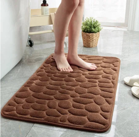 Cobblestone Bath Mat, Non-Slip Memory Foam