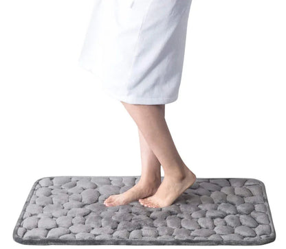 Cobblestone Bath Mat, Non-Slip Memory Foam