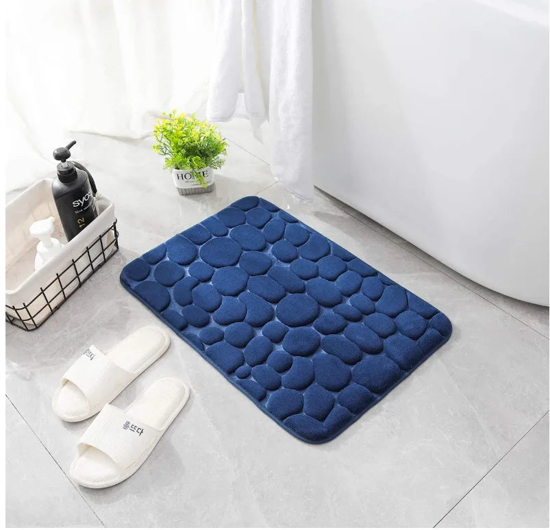 Cobblestone Bath Mat, Non-Slip Memory Foam