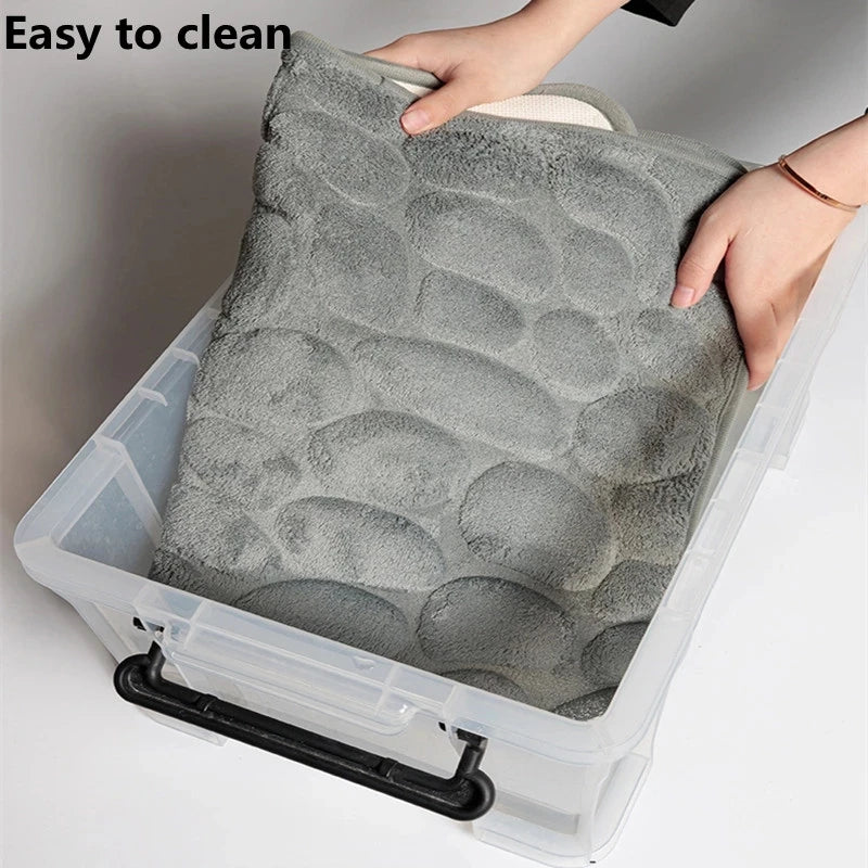 Cobblestone Bath Mat, Non-Slip Memory Foam