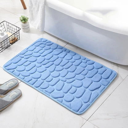 Cobblestone Bath Mat, Non-Slip Memory Foam