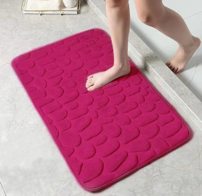 Cobblestone Bath Mat, Non-Slip Memory Foam