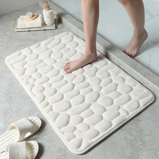 Cobblestone Bath Mat, Non-Slip Memory Foam