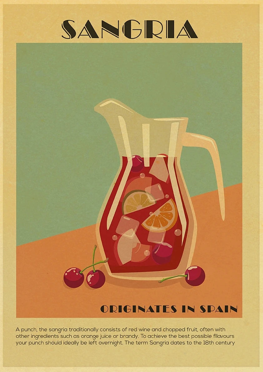 Cocktail Art Poster - Frameless 42x30 CM