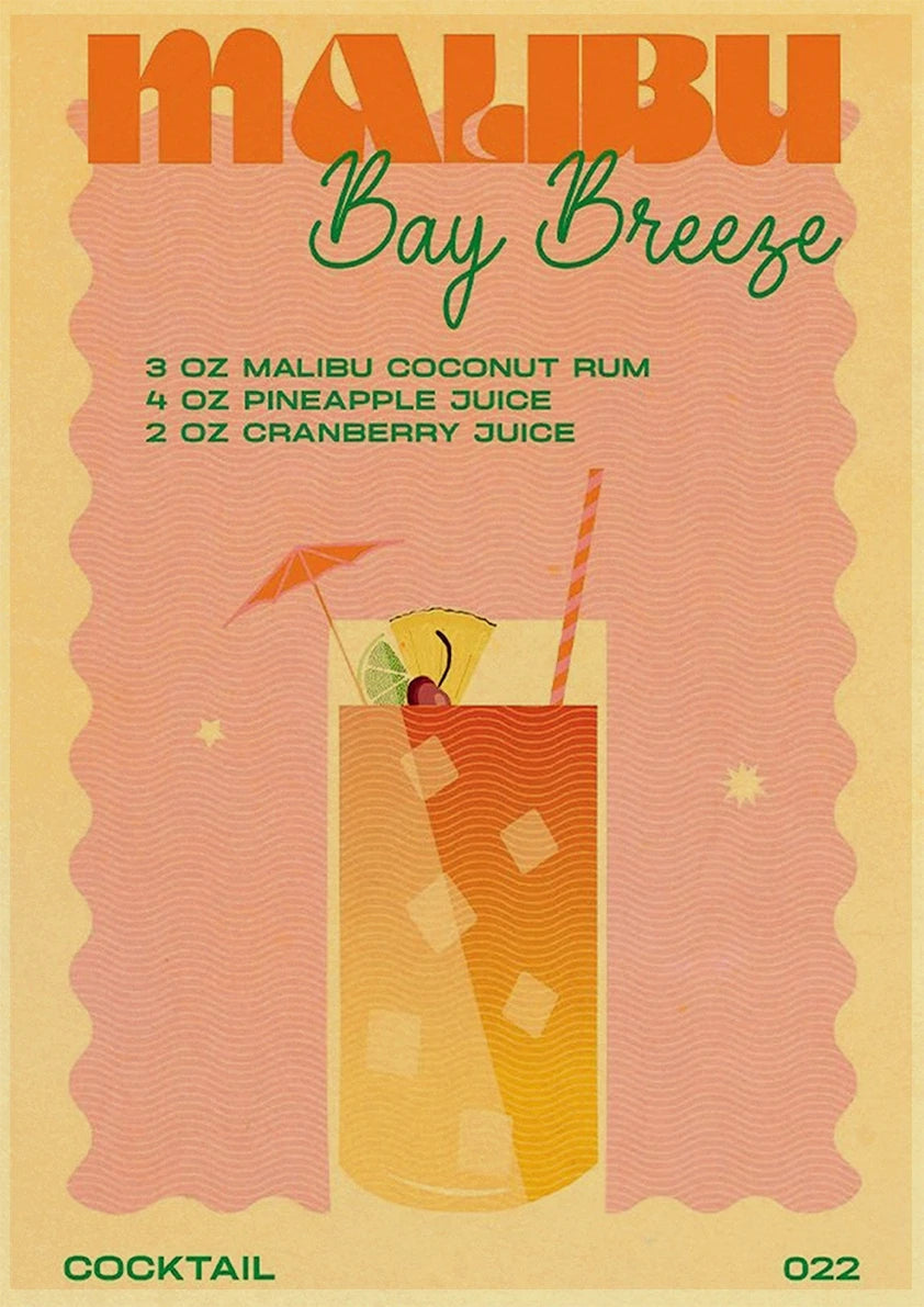 Cocktail Art Poster - Frameless 42x30 CM