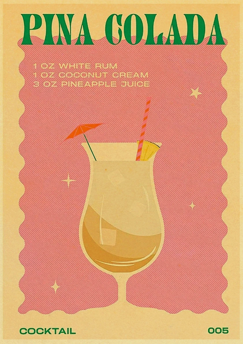 Cocktail Art Poster - Frameless 42x30 CM