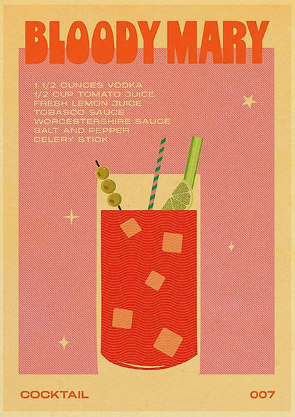 Cocktail Art Poster - Frameless 42x30 CM