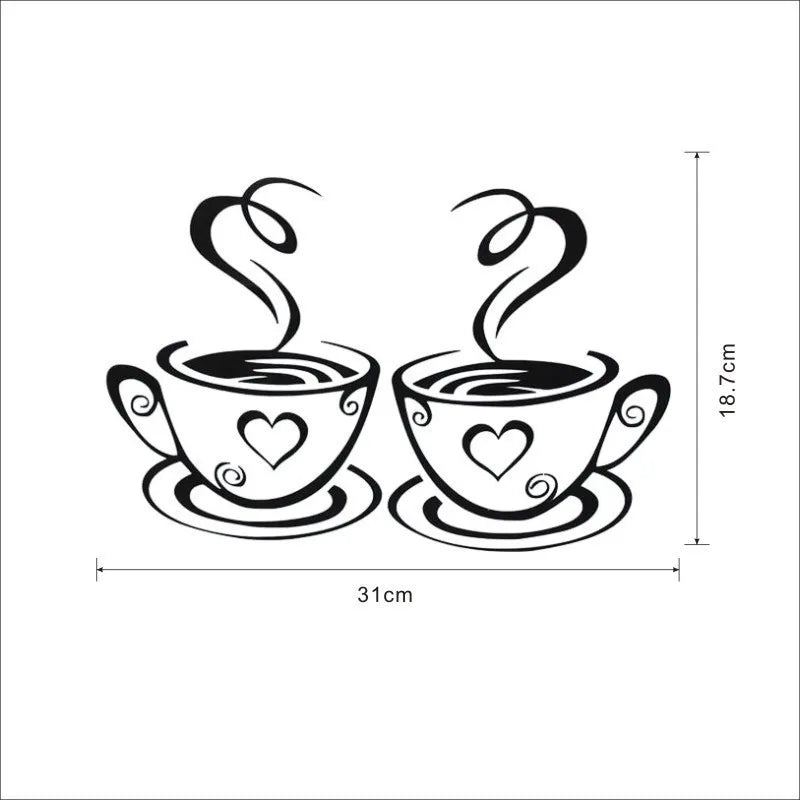 Coffee Cup Wall Stickers 30x20cm