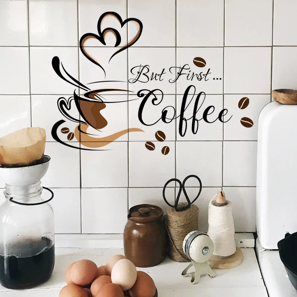 Coffee Cup Wall Stickers 30x20cm