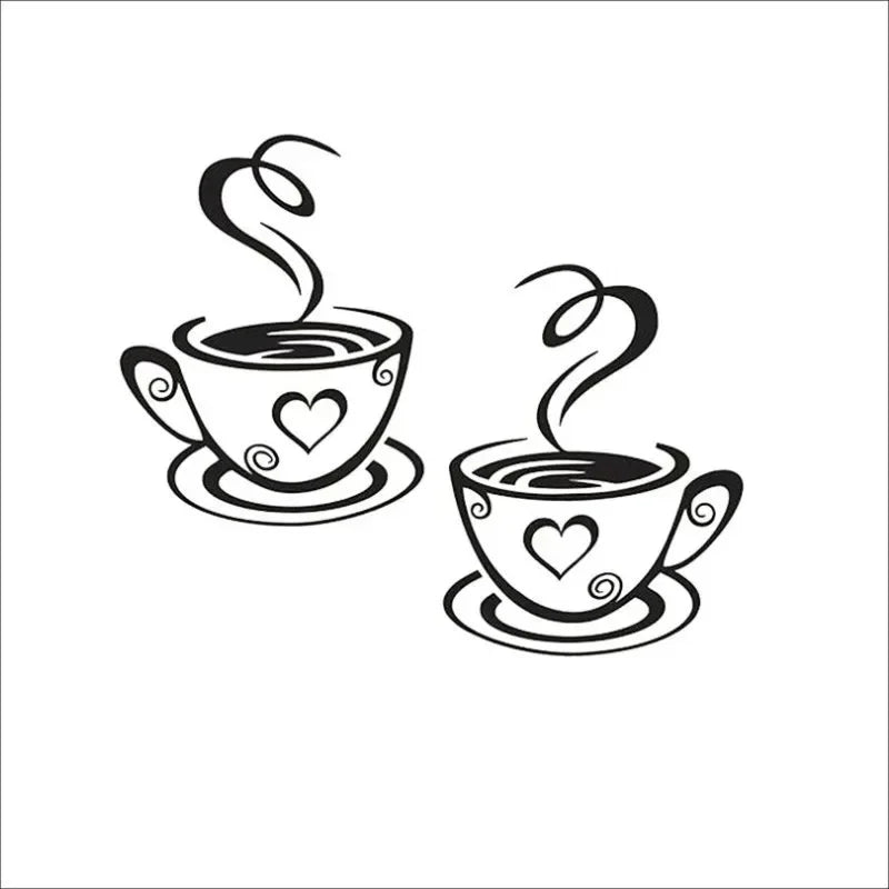 Coffee Cup Wall Stickers 30x20cm