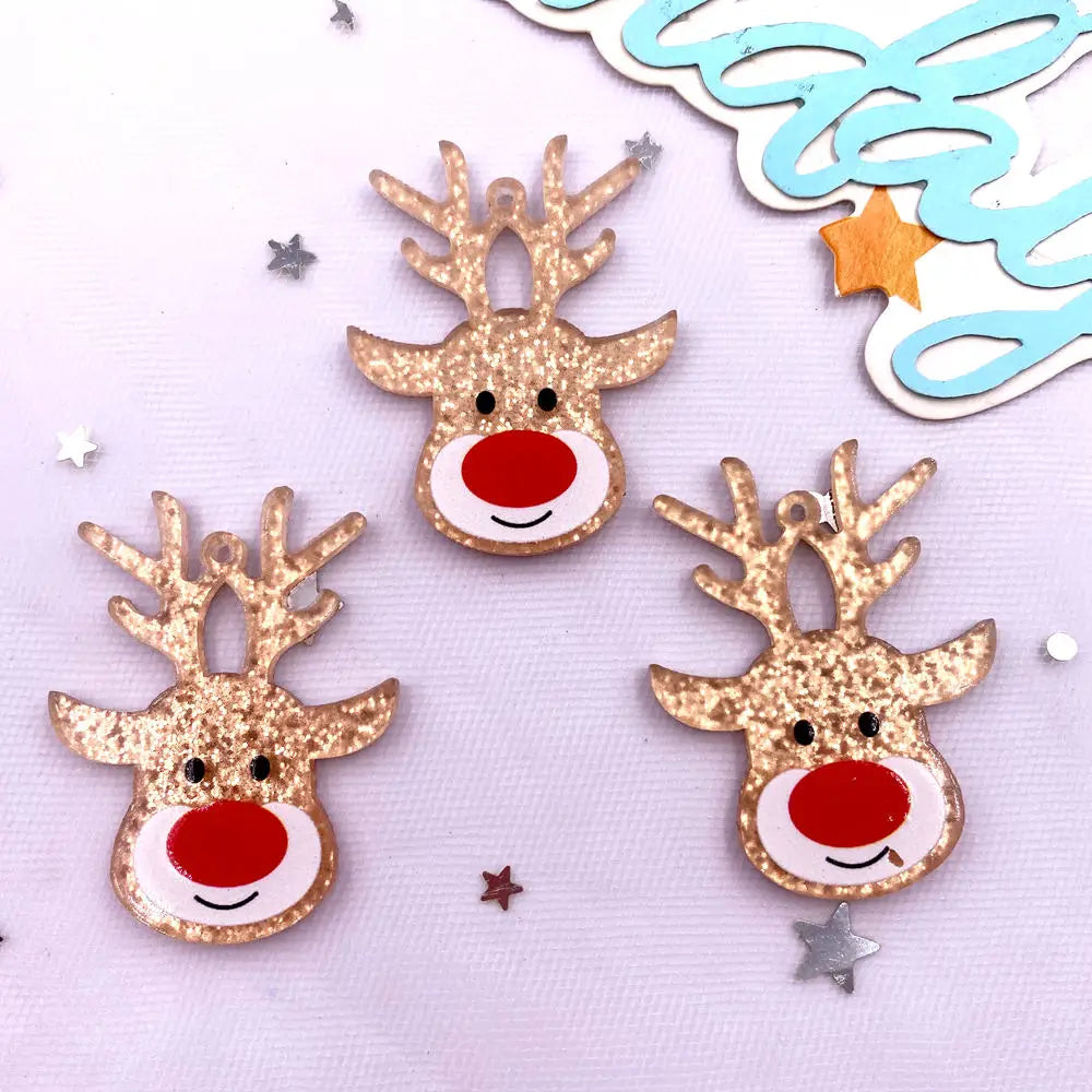 Colorful Glitter Deer Head Appliques