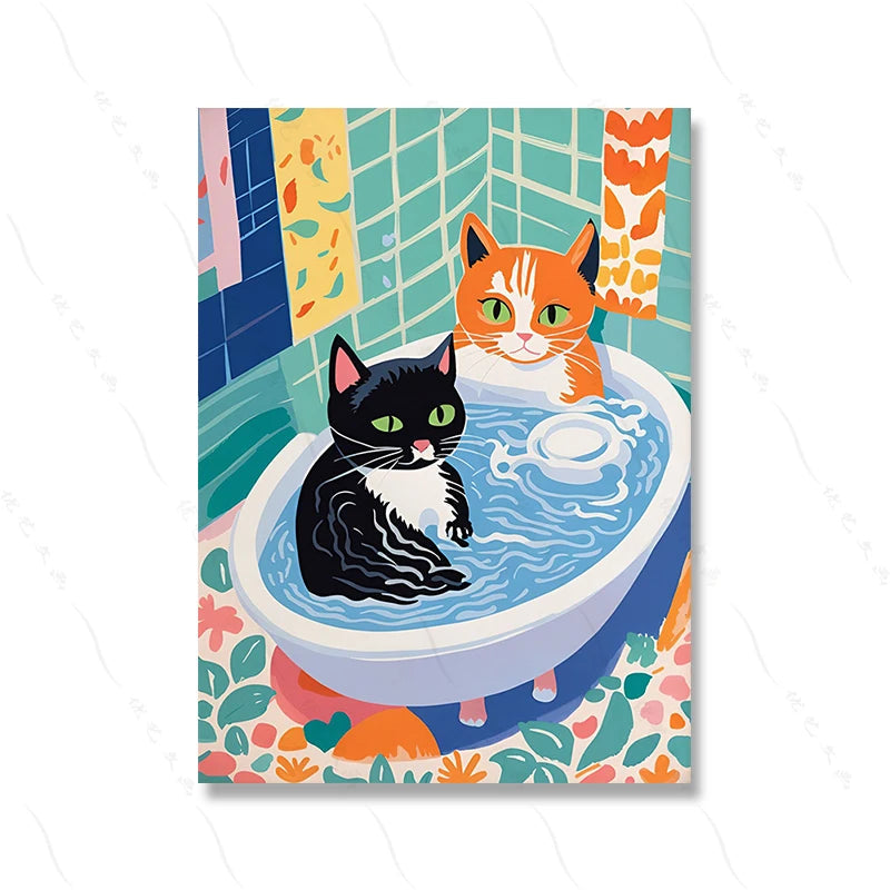 Colourful Cat Poster for Home Decor