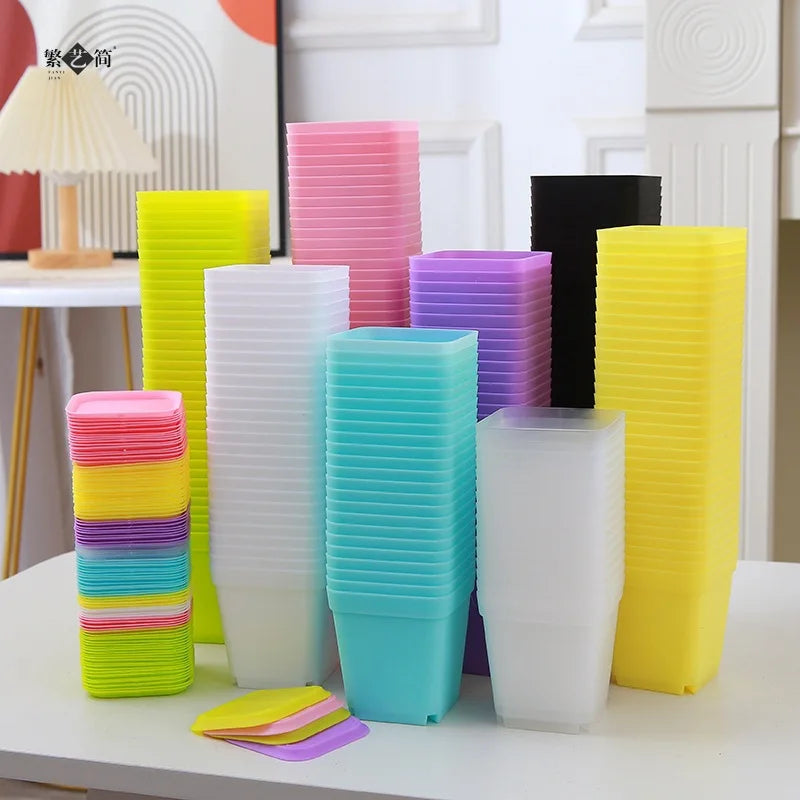 Colourful Mini Square Plastic Pots