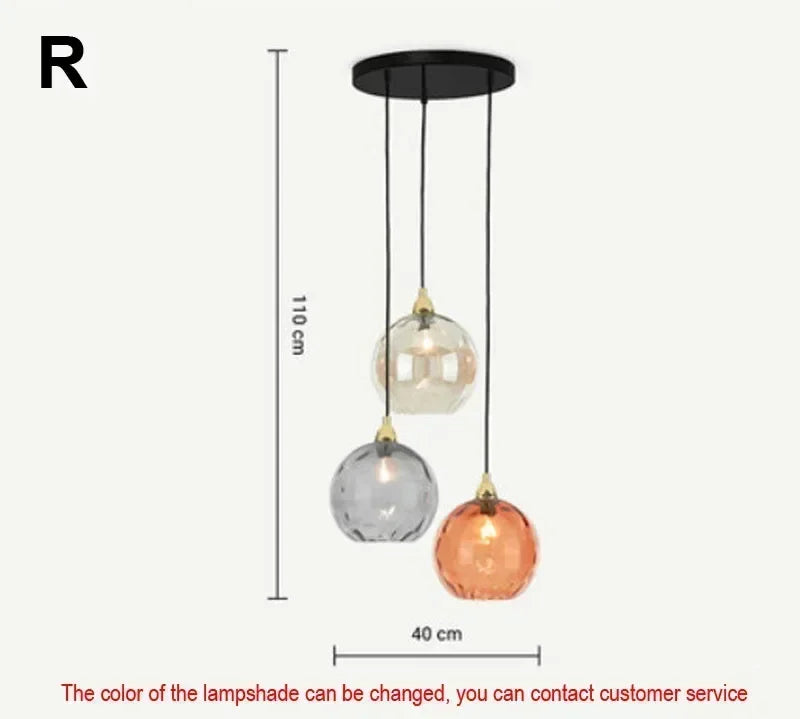 Colourful Modern Glass Pendant Chandelier