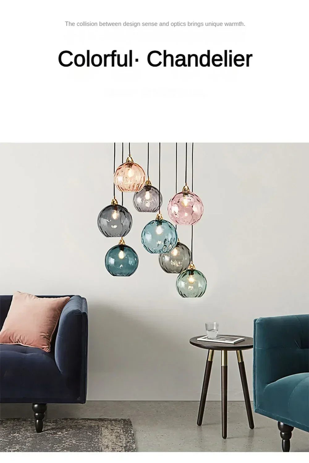 Colourful Modern Glass Pendant Chandelier