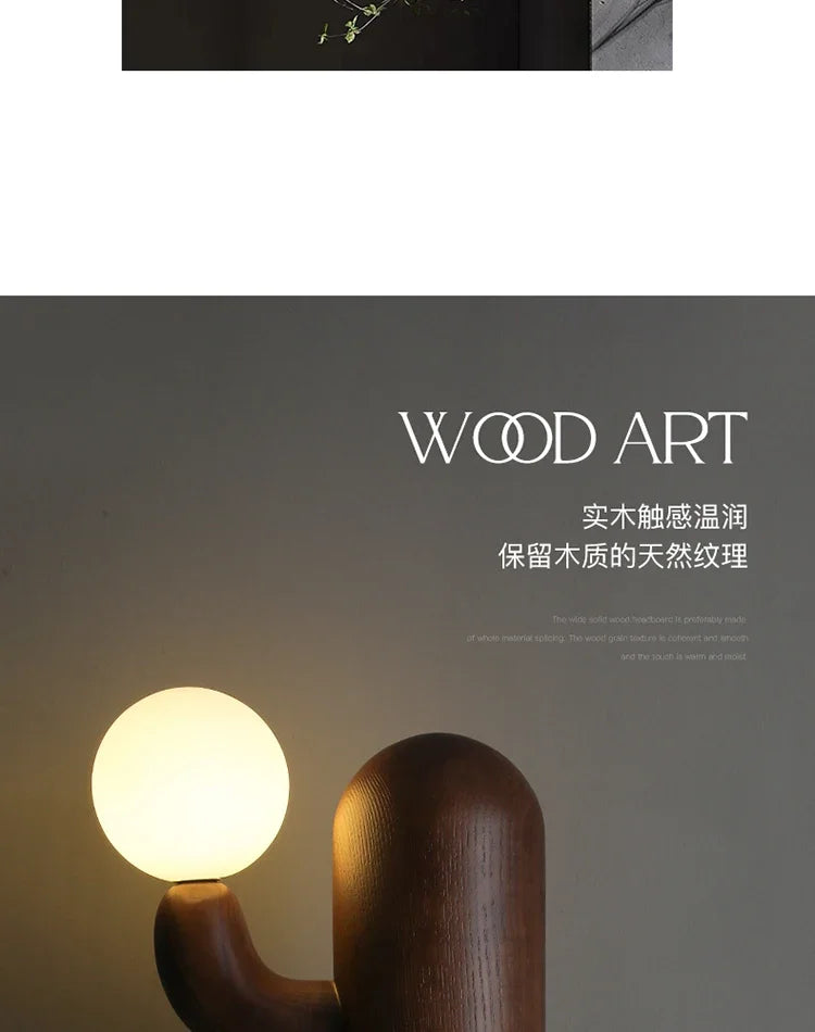 Copper Wood Cactus Floor Lamp