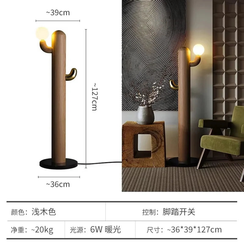 Copper Wood Cactus Floor Lamp