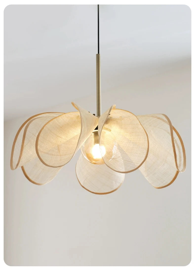 Cream Fabric Flower Chandelier Light