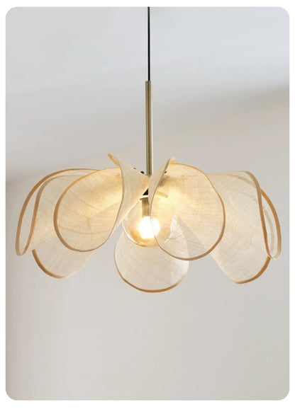 Cream Fabric Flower Chandelier Light