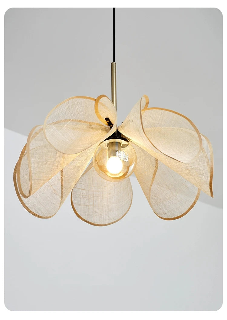 Cream Fabric Flower Chandelier Light