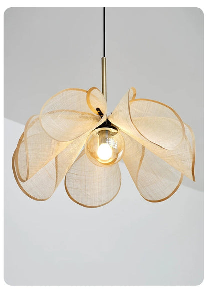 Cream Fabric Flower Chandelier Light