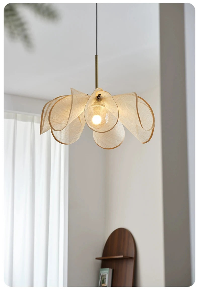 Cream Nordic Fabric Flower Chandelier