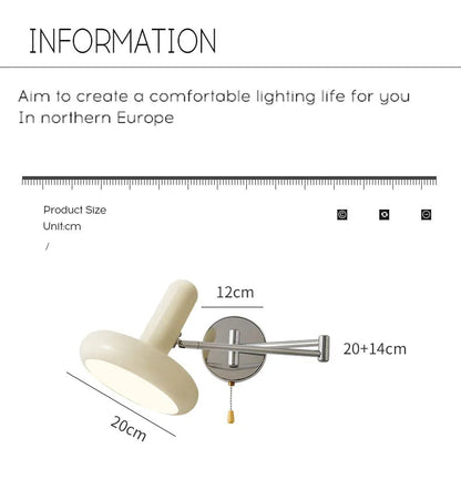 Cream Nordic Retractable Wall Lamp