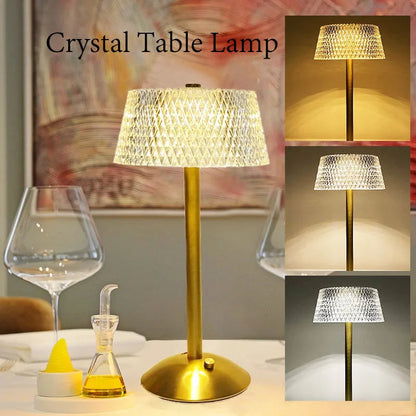 Crystal LED Table Lamp - USB Rechargeable