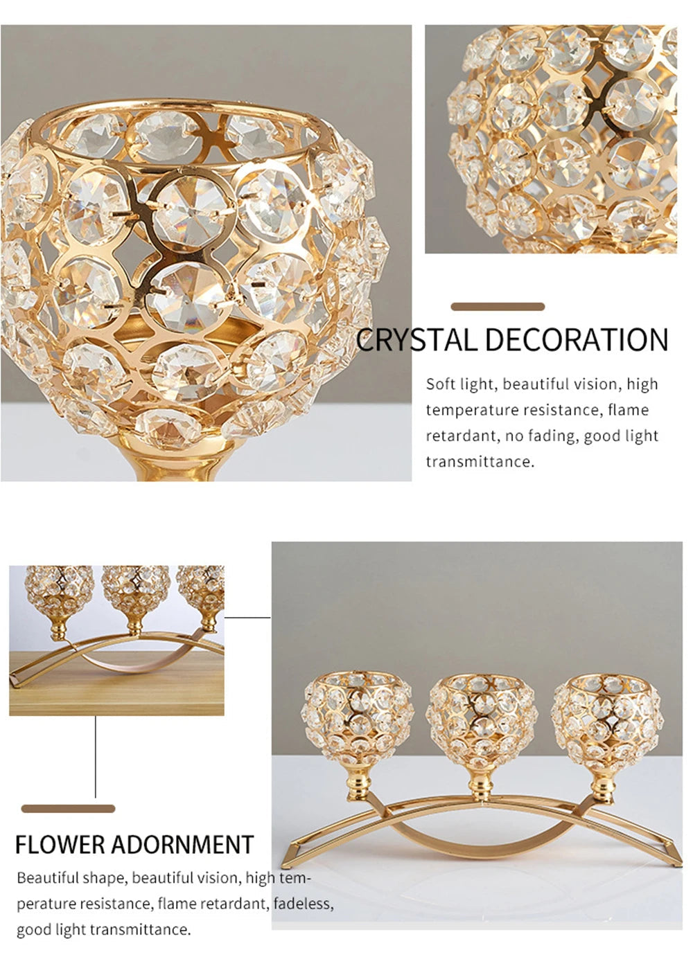 Crystal Metal Candle Holder Centerpiece