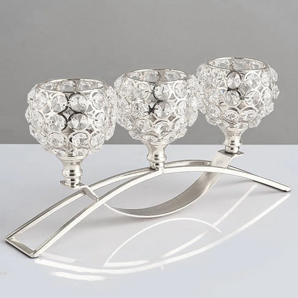 Crystal Metal Candle Holder Centerpiece