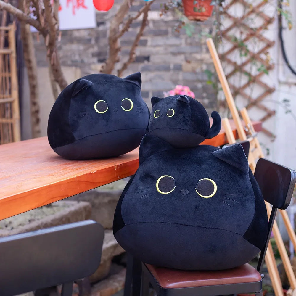 Cuddly Black Cat Plush Cushion