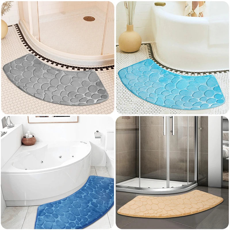 Curved Non-Slip Pebble Bath Mat