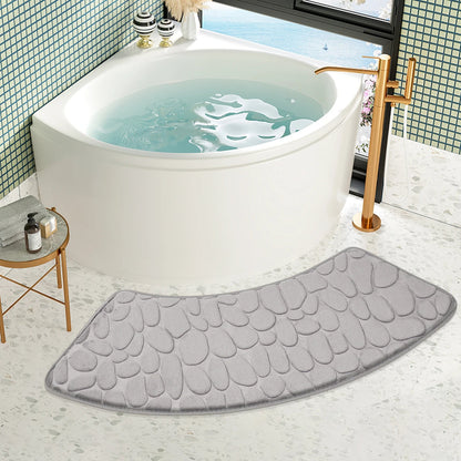 Curved Non-Slip Pebble Bath Mat